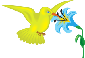 Yellow Hummingbird With Flower Clip Art